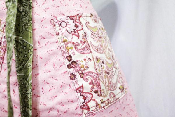 pink prairie full length apron pocket detail