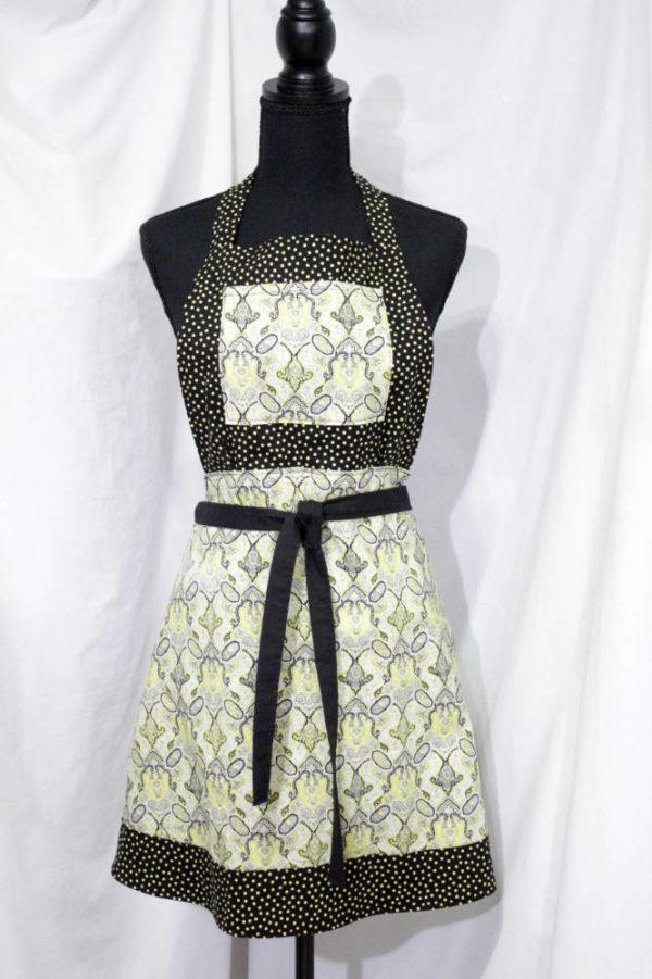 yellow black full length apron front