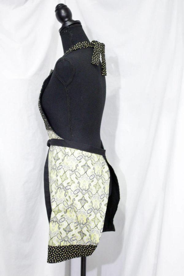 yellow black full length apron left side