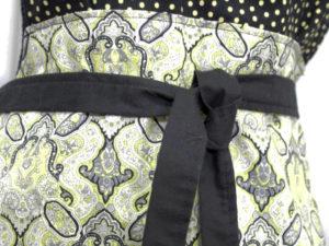 yellow black full length apron waist detail