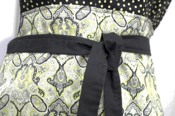 yellow black full length apron waist detail